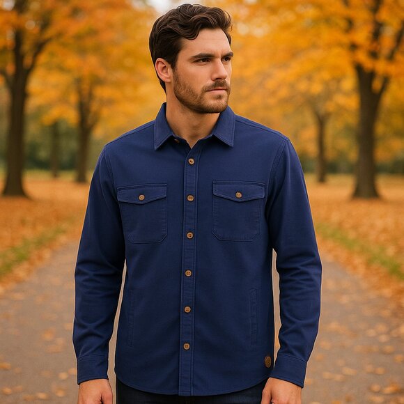 Peter Millar Men's Seaside Long Sleeve Shirt Shacket In Blue Size Medium - Picture 1 of 10